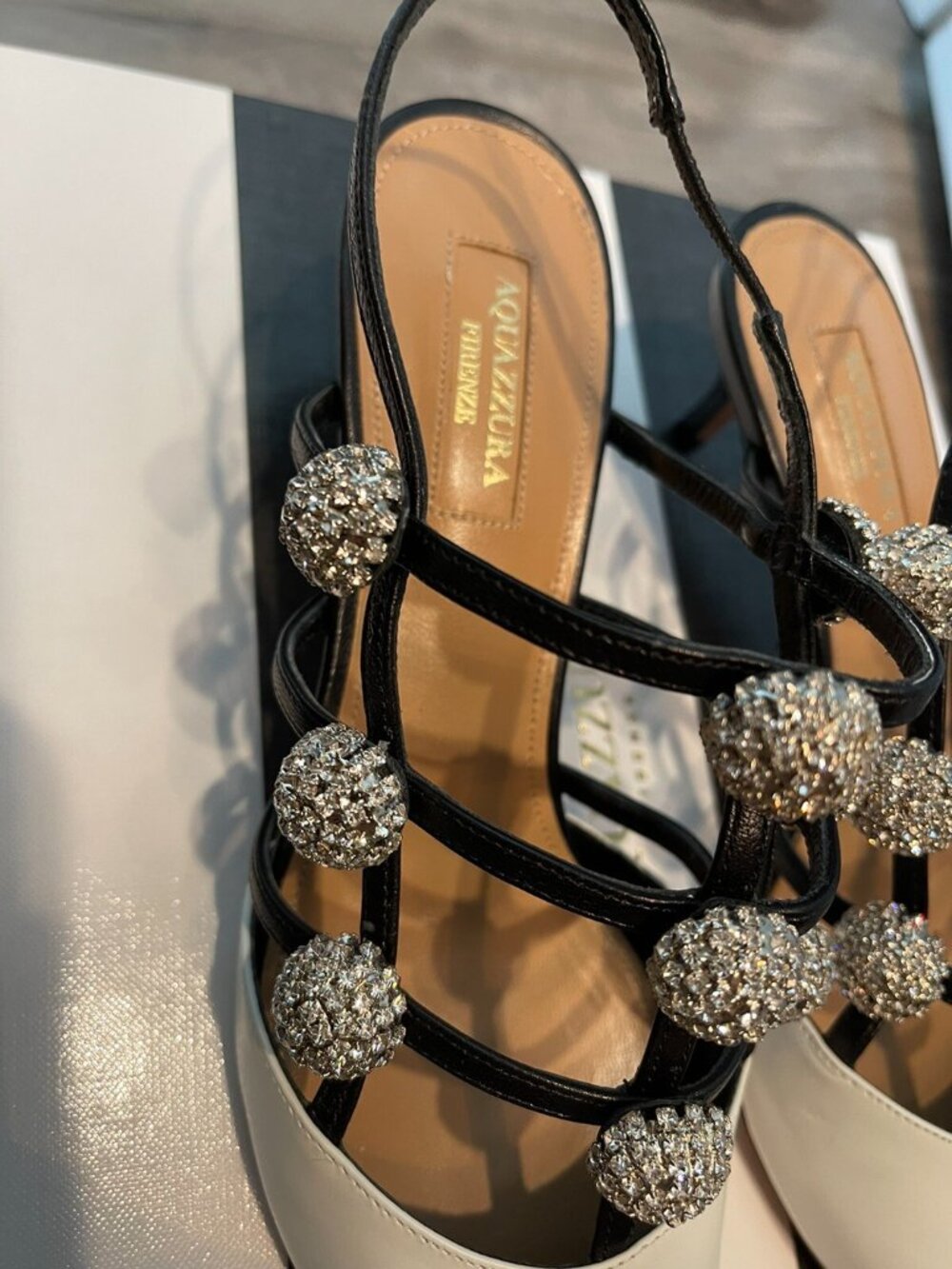 aquazzura disco slingback 45 white and black - Picture 4 of 6